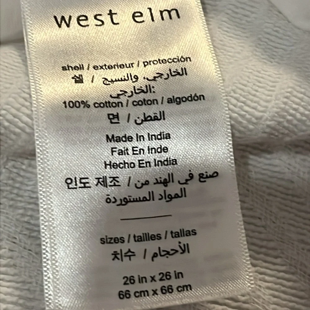 West Elm White Cotton Square European Pillow Shams